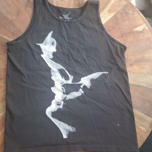 The Mountain Black Tank Top with Artistic White Design
